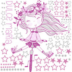 Vinilo Decorativo Adhesivo Niña Bicicleta y Estrellas