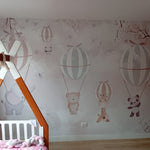 Papel Tapiz "Animales Volando en Globos"