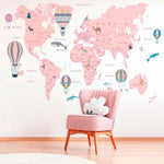 Papel Tapiz Mapa (Cotiza a Medida) Transportes Rosa