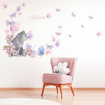 Vinilo Gato Mariposas Acuarela