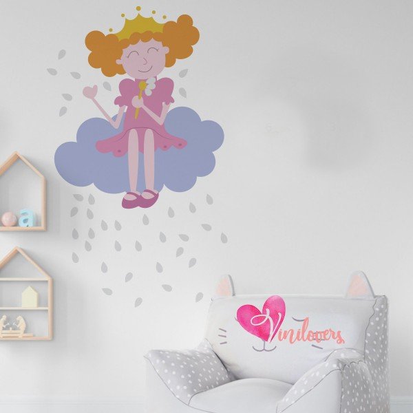 Vinilo Decorativo Adhesivo Princesa En La Nube Impresión