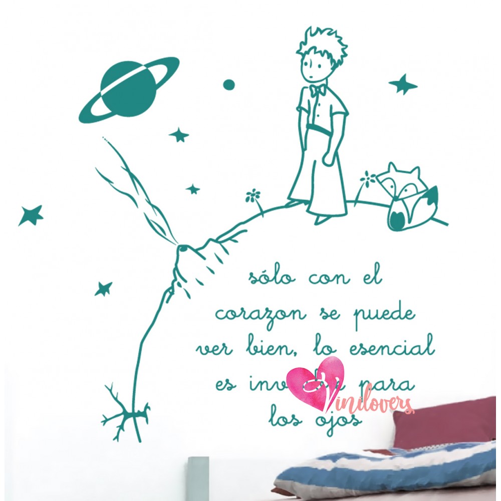 Adhesivos infantiles vinilos principito planetas rosas zorros frasess