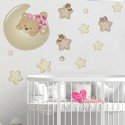 Vinilo Decorativo Adhesivo Sweet Night Bears Niña Beige Impresión