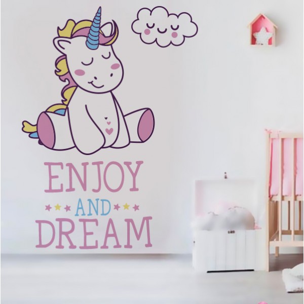 Vinilo Decorativo Adhesivo Unicornio Enjoy And Dream