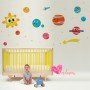 Vinilos decorativos infantiles bebes planetas cohetes estrellas 