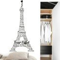 Vinilo Decorativo Adhesivo Torre Eiffel letras