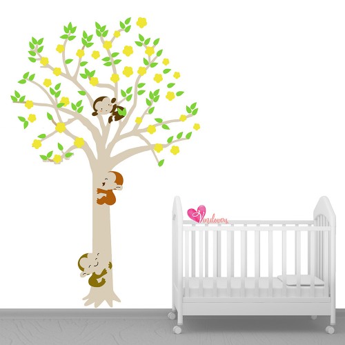 Vinilo Decorativo Adhesivo Baby Monkeys Tree