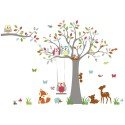 Vinilo Decorativo Adhesivo Arbol Búhos Animales Impresión niño