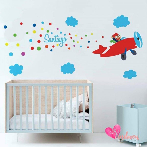 Stickers decorativo infantil avion dulces Colombia Bogota Medellin Cali Barranquilla Bucaramanga Cartagena Ibague