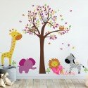 Vinilo Decorativo Adhesivo Lovely Animal Tree Niña