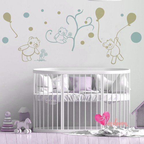 Vinilo Decorativo Adhesivo Osos Globos