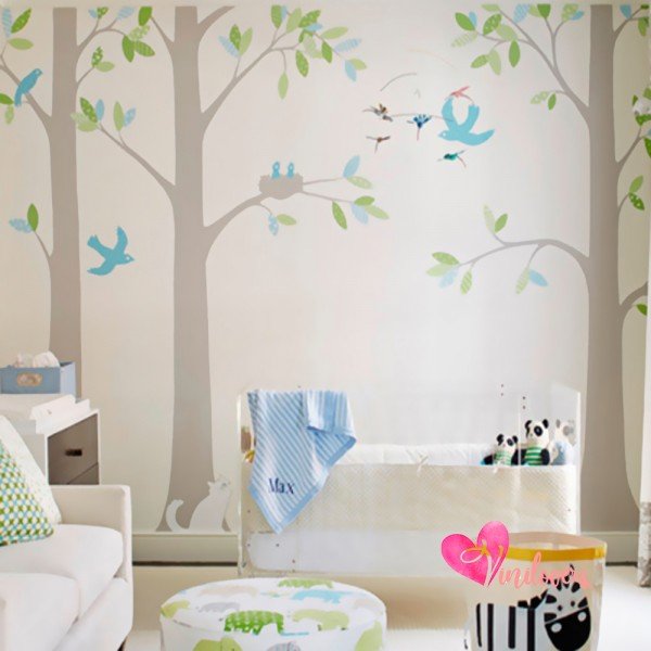 Adhesivos infantiles vinilos decorativos arboles pajaros nidos Colombia Bogota Medellin Cali Barranquilla Bucaramanga Cartagena