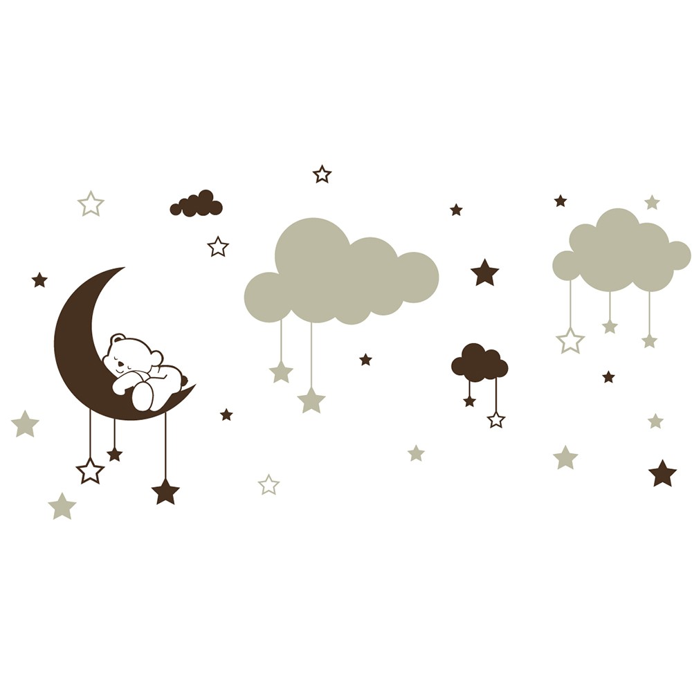 Vinilos y pegatinas infantiles luna nubes y estrellas