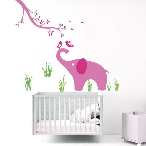 Adhesivos infantiles vinilos decorativos elefantes ramas pajaros Colombia Bogota Medellin Cali Barranquilla Bucaramanga