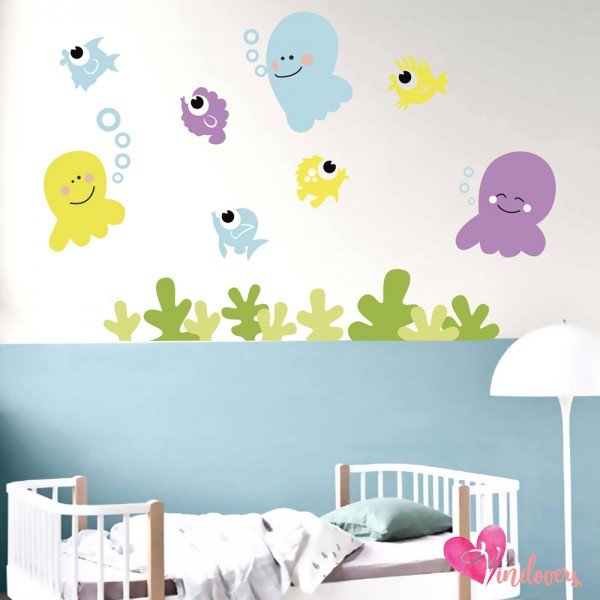 Adhesivos infantiles decorativos vinilos pulpos peces Colombia Bogota Medellin Cali Barranquilla Bucaramanga Cartagena Ibague