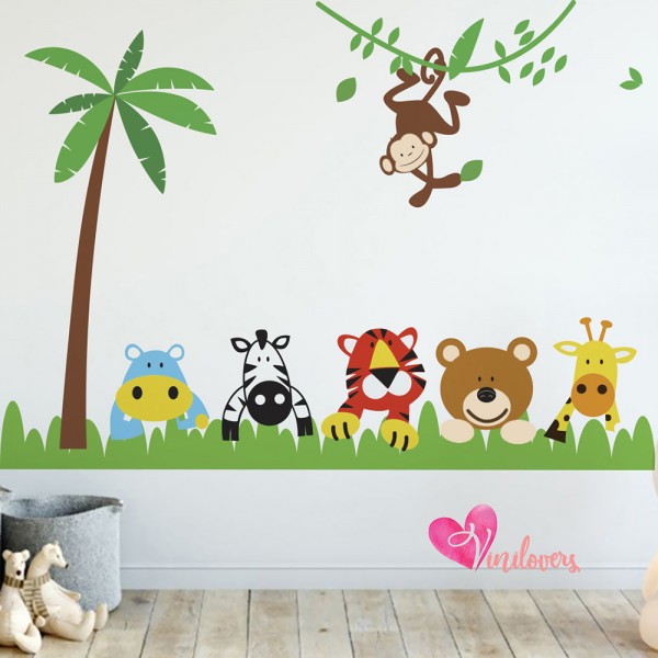 Adhesivos infantiles vinilos decorativos the jungle animales jungla Colombia Bogota Medellin Cali Barranquilla Bucaramanga