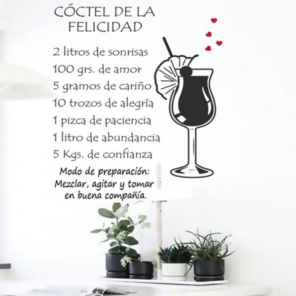 Vinilo Decorativo Adhesivo Coctel de la felicidad