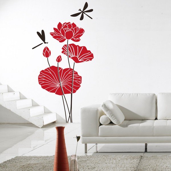 Vinilo Decorativo Adhesivo Flores Con Libelulas