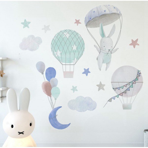 Vinilo Decorativo Adhesivo Cielo Y Globos Impresión