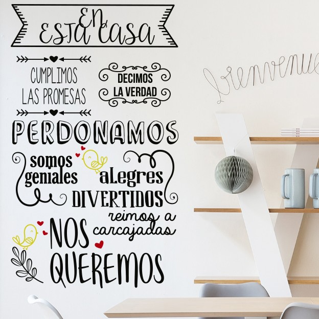 Vinilos Decorativos Vinil Pared Frases Letras En Esta Casa..