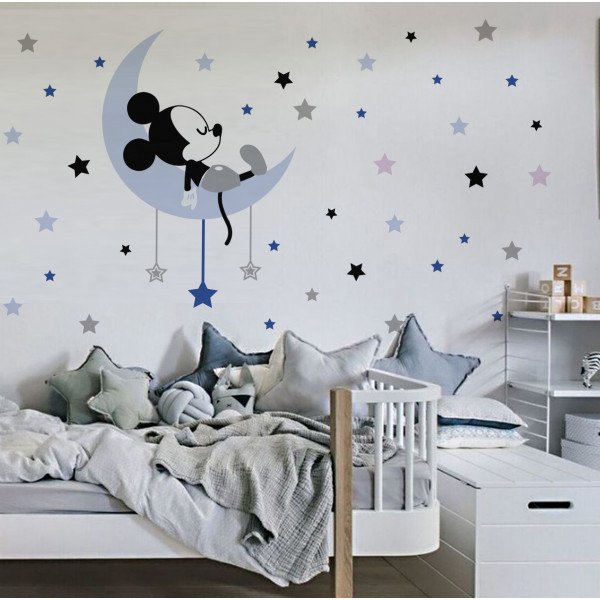 Vinilo mickey estrellas luna 