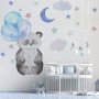 Vinilo Decorativo Adhesivo Oso Panda Nubes Estrellas Luna