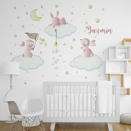 Vinilo Decorativo Adhesivo Sweet Bunnies Niña Impresión