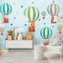 Papel Tapiz Vinilo Mural Globos Animales Retro