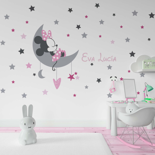 Vinilo Decorativo Adhesivo Minnie Luna Estrellas