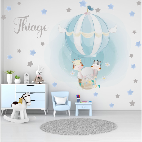 Vinilos Decorativos Infantiles Globos Animales Estrellas Nombre Personalizado