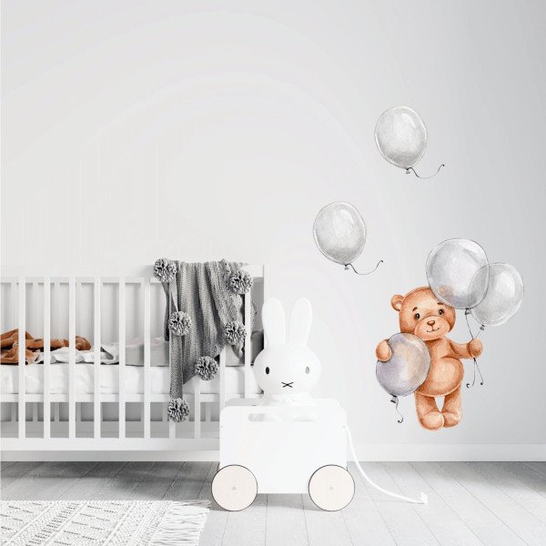 Vinilo Decorativo Oso Globos Bebe