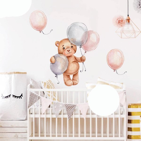 Vinilo Decorativo Oso Globos Bebe