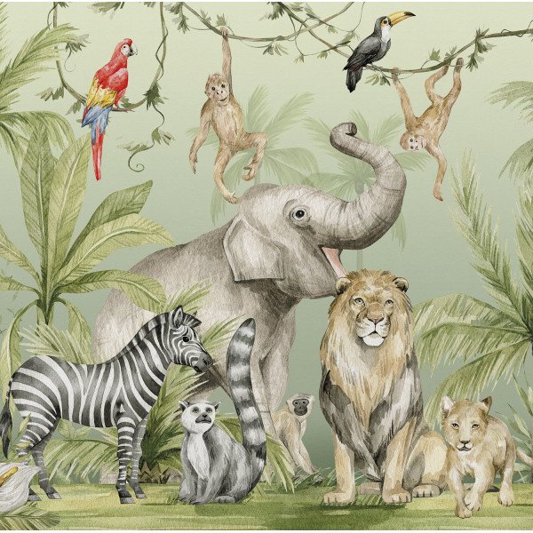 Papel Tapiz Vinilo Adhesivo Jungla Selva Zafari Animales