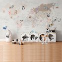 Papel Tapiz "Mapa de Animales tiernos del Mundo"