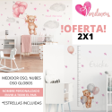 Vinilos Adhesivos Kit Medidor y Osos Globos Niña