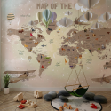 Papel tapiz adhesivo Mapa del Mundo Animales Infantil