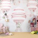 Papel tapiz adhes ivoInfantil Animales Globos Flores Cielo