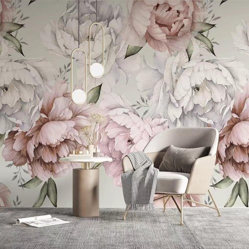 Papel tapiz Adhesivo de Hojas y Flores Gigantes