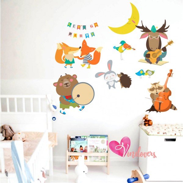 Decorativos Vinilos infantiles animales musicos instrumentos impresos  Colombia Bogota Medellin Cali Barranquilla Bucaramanga