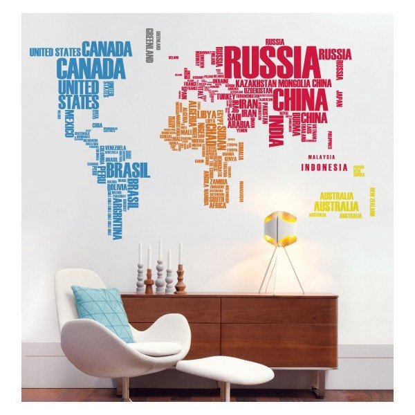 Vinilo Decorativo Adhesivo Mapa de Palabras Color