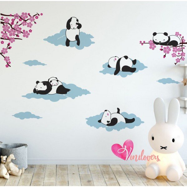 Vinilos decorativos adhesivos infantiles nubes pandas Colombia Bogota Medellin Cali Barranquilla Bucaramanga Cartagena