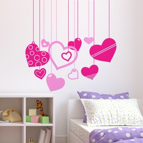 Vinilo Decorativo Adhesivo Corazones Colgantes