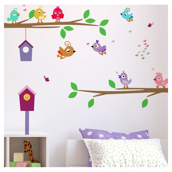 Adhesivos infantiles vinilos decorativos pajaros ramas casas Colombia Bogota Medellin Cali Barranquilla Bucaramanga Cartagena