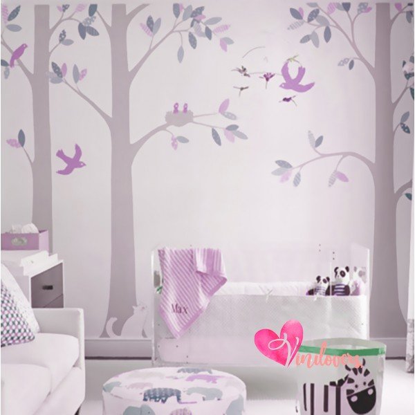 Adhesivos infantiles vinilos decorativos arboles pajaros nidos Colombia Bogota Medellin Cali Barranquilla Bucaramanga Cartagena