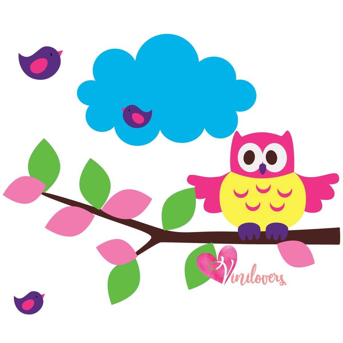 Adhesivos infantiles vinilos decorativos ramas buhos nubes pajaros Colombia Bogota Medellin Cali Barranquilla Bucaramanga