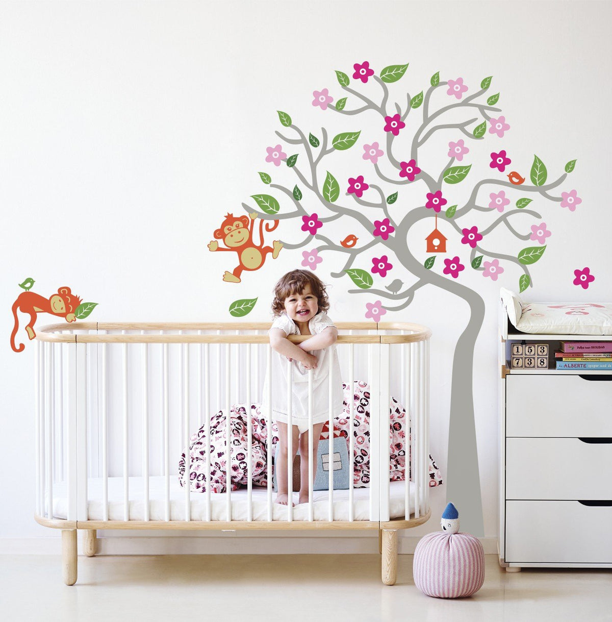 Vinilo Decorativo Adhesivo Sleepy Monkeys Flowers