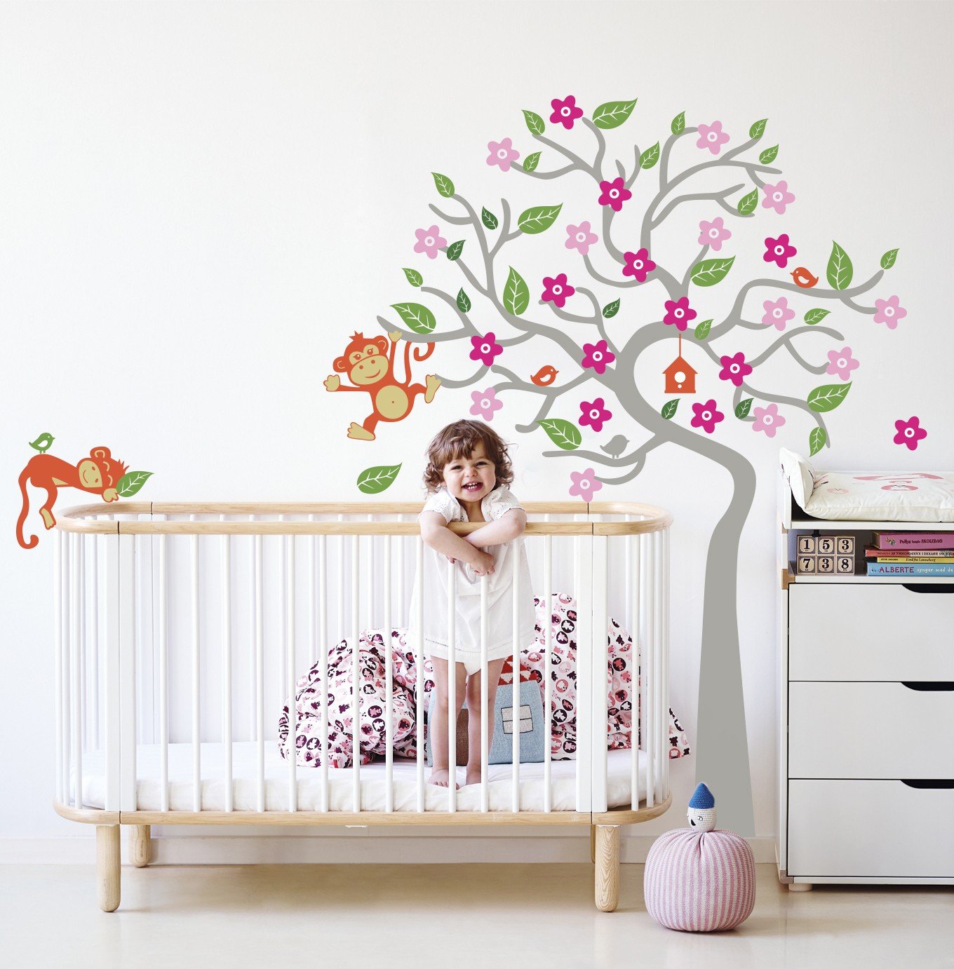 Vinilo Decorativo Adhesivo Sleepy Monkeys Flowers