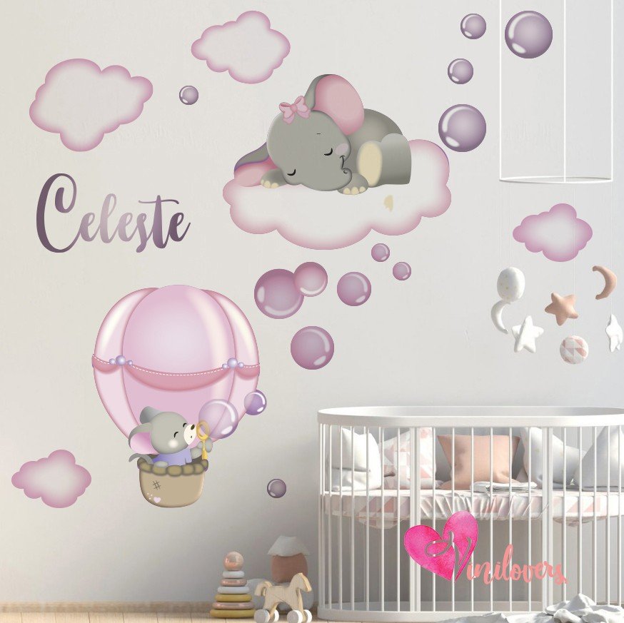 Adhesivos infantiles vinilos decorativos elefantes nubes impresos Colombia Bogota Medellin Cali Barranquilla Bucaramanga