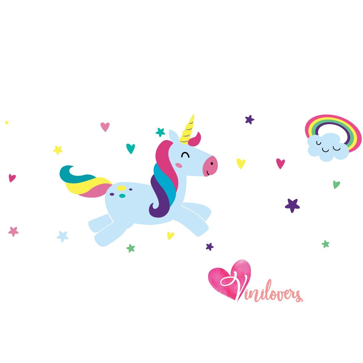 Vinilo Decorativo Adhesivo Unicornio Estrellas