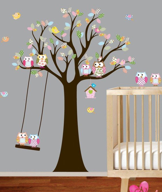 Adhesivo murales infantiles arboles buhos impresiones Colombia bogota  Medellin Cali Barranquilla Bucaramanga